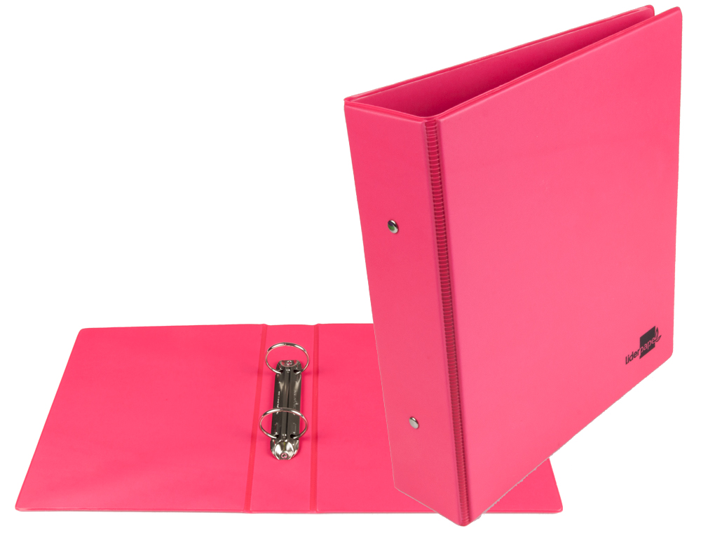 CLASSEUR LIDERPAPEL 2 ANNEAUX RONDS 40MM A5 CARTON REMBORD PVC COLORIS FUCHSIA
