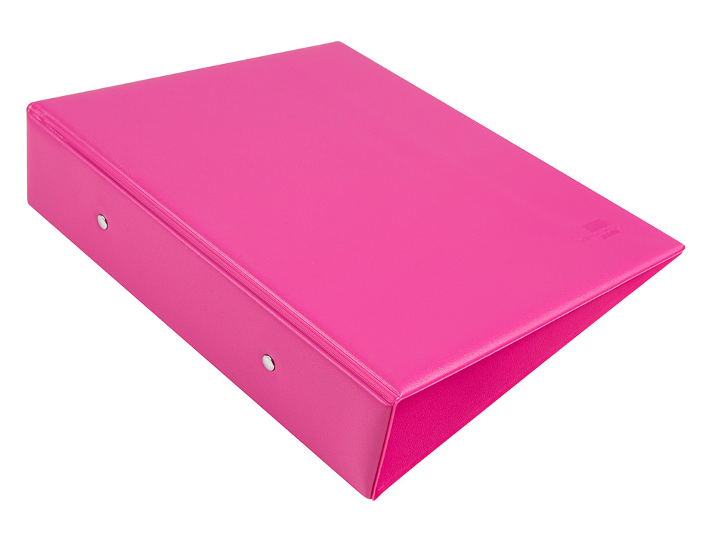 CLASSEUR LIDERPAPEL 2 ANNEAUX RONDS 40MM A5 CARTON REMBORD PVC COLORIS FUCHSIA
