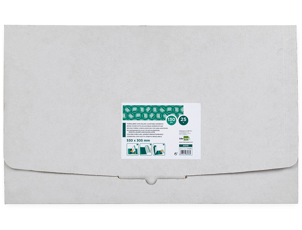 COUVRE-LIVRES LIDERPAPEL N31 PVC TRANSPARENT 13/100E 312X530MM AVEC RABAT ADHSIF ADAPTABLE