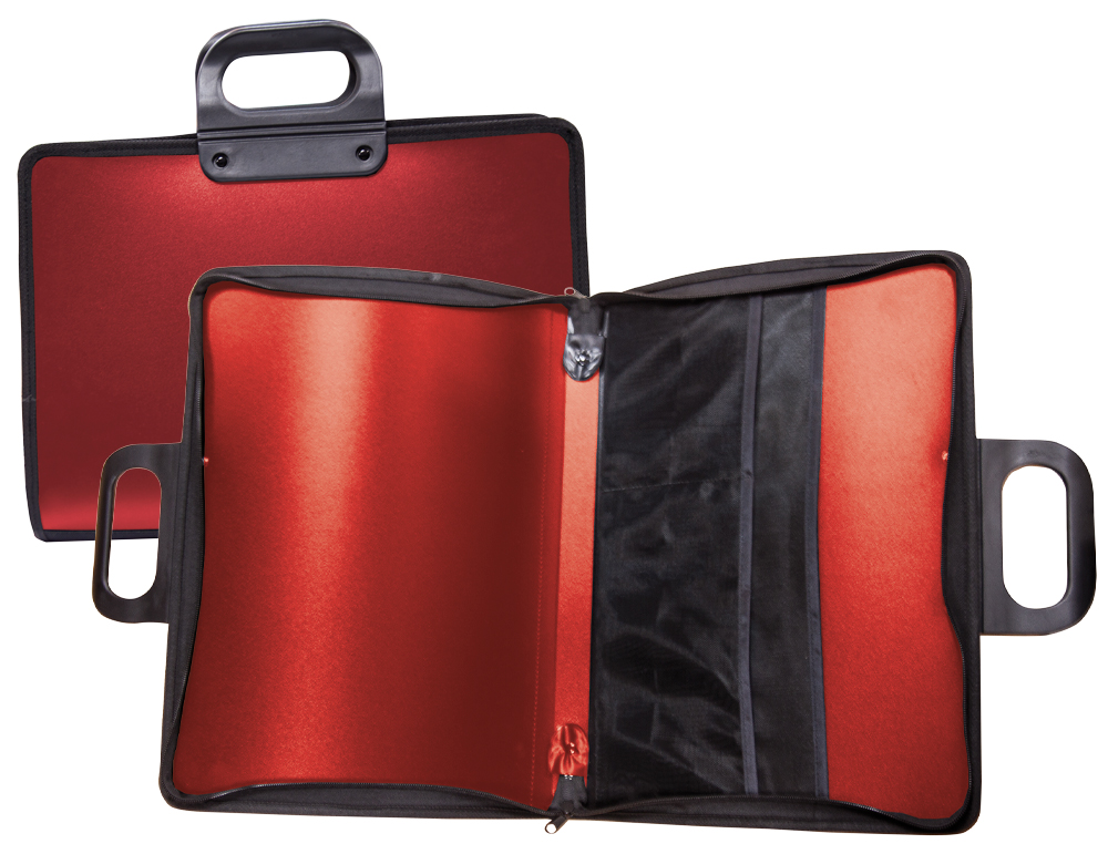 PORTE-DOCUMENTS LIDERPAPEL POLYPROPYLNE POIGNES ET FERMETURE CLAIR 40X4,5X30CM COLORIS ROUGE
