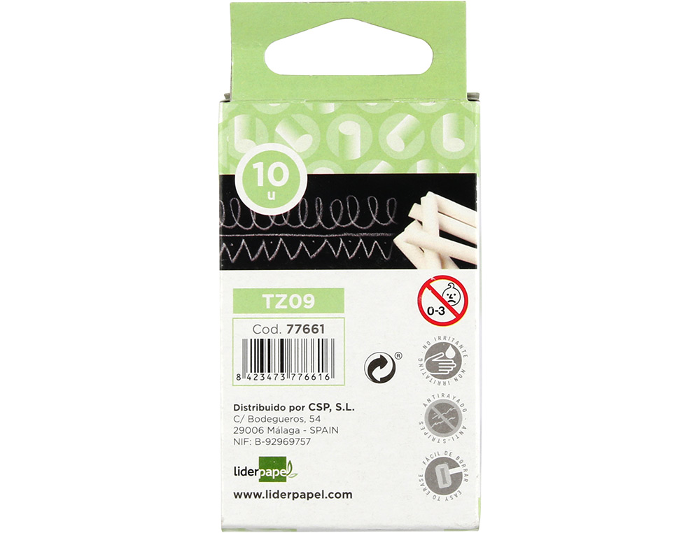 CRAIE LIDERPAPEL ENROBE RONDE ANTI-POUSSIRE TRAC CRITURE DOUCE HYPOALLERGNIQUE COLORIS BLANC BOTE 10 UNITS