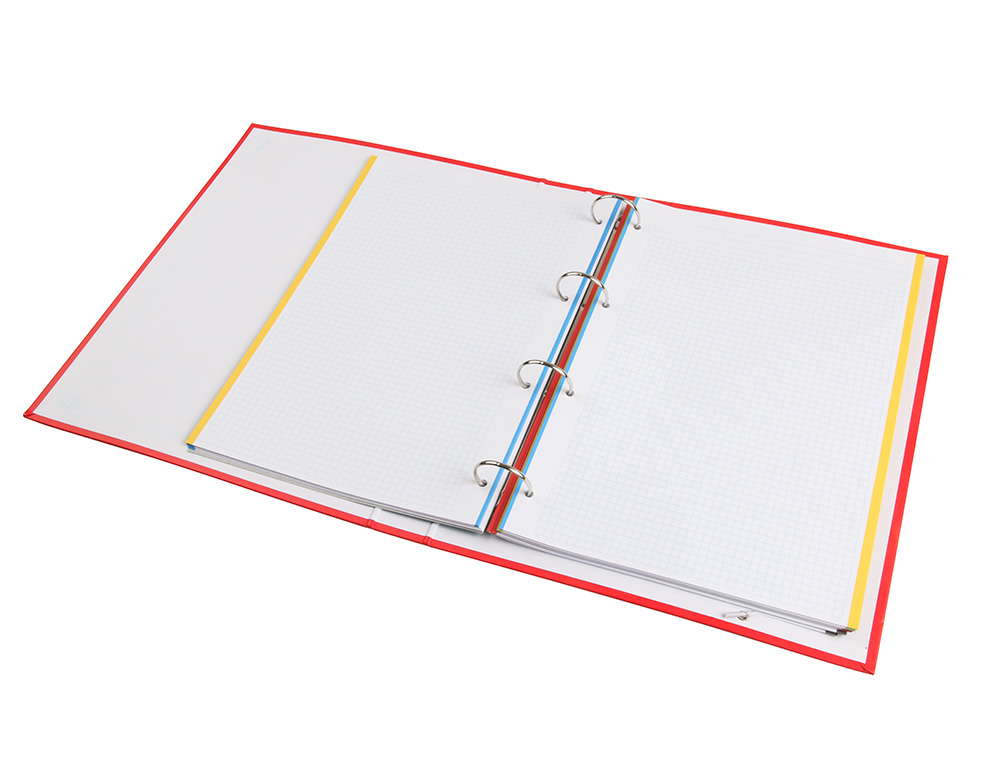 CLASSEUR LIDERPAPEL SRIE MULTILIDER 4 ANNEAUX RONDS 40MM A4 CARTON REMBORD FEUILLETS MOBILES QUADRILLAGE 5MM 120F 80G