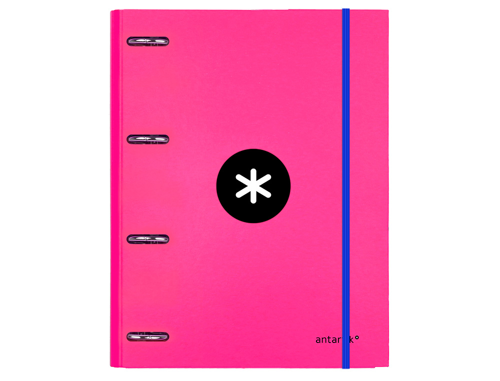 CLASSEUR ANTARTIK 4 ANNEAUX RONDS 25MM A4 CARTON REMBORD FEUILLETS MOBILES QUADRILLAGE 5MM COLORIS ROSE