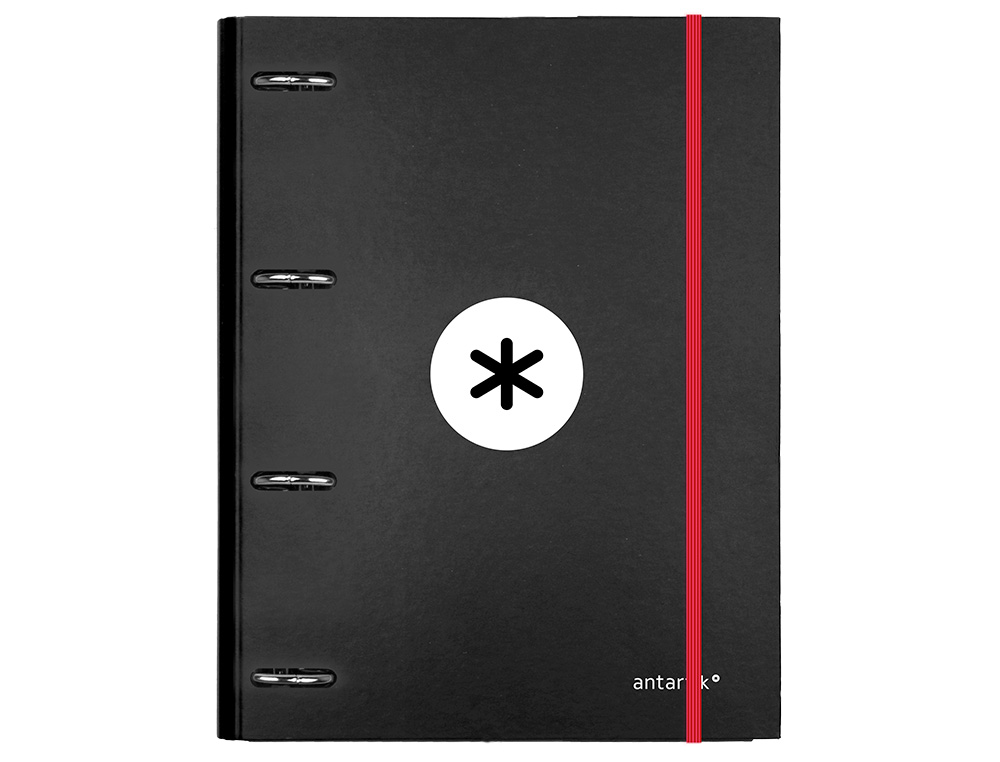 CLASSEUR ANTARTIK 4 ANNEAUX RONDS 25MM A4 CARTON REMBORD FEUILLETS MOBILES QUADRILLAGE 5MM COLORIS NOIR