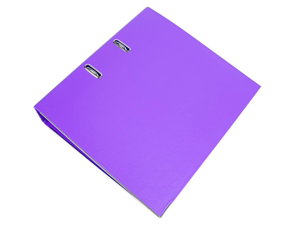 CLASSEUR LEVIER LIDERPAPEL A4 DOCUMENTA CARTON REMBORD 1,9MM DOS 75MM RADO MTALLIQUE COLORIS LILAS