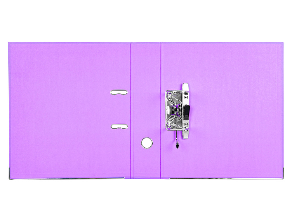 CLASSEUR LEVIER LIDERPAPEL A4 DOCUMENTA CARTON REMBORD 1,9MM DOS 75MM RADO MTALLIQUE COLORIS LILAS
