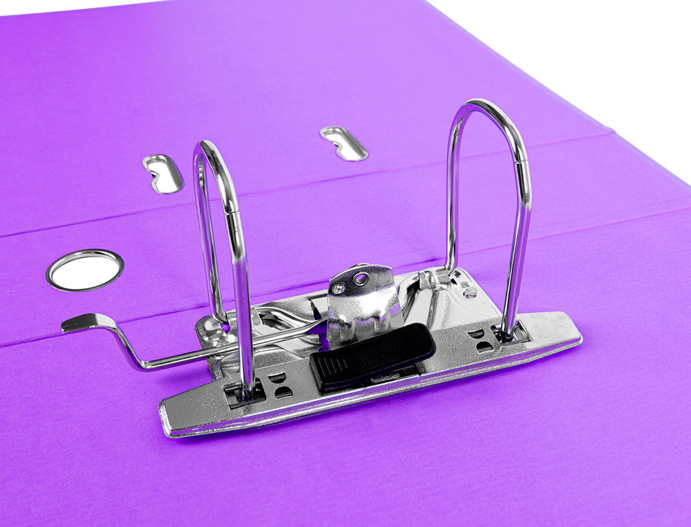 CLASSEUR LEVIER LIDERPAPEL A4 DOCUMENTA CARTON REMBORD 1,9MM DOS 75MM RADO MTALLIQUE COLORIS LILAS