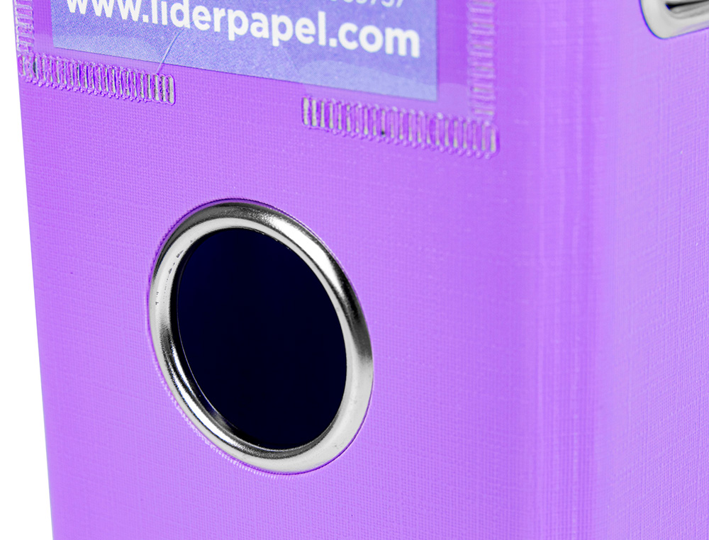 CLASSEUR LEVIER LIDERPAPEL A4 DOCUMENTA CARTON REMBORD 1,9MM DOS 75MM RADO MTALLIQUE COLORIS LILAS