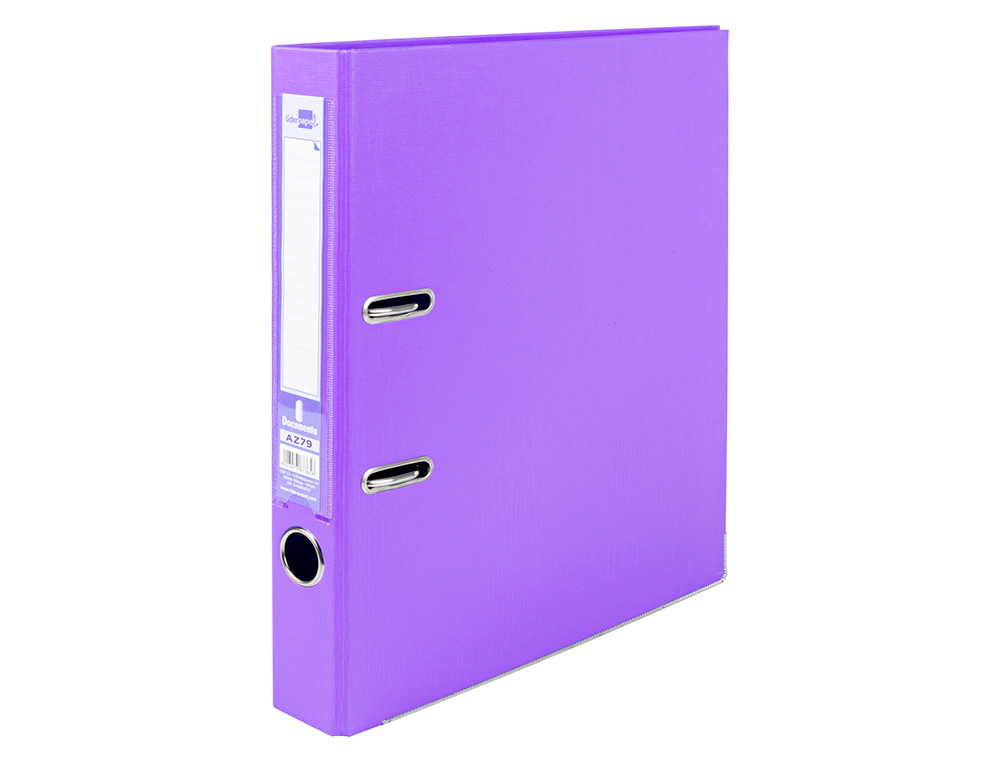 CLASSEUR LEVIER LIDERPAPEL A4 DOCUMENTA CARTON REMBORD 1,9MM DOS 52MM RADO MTALLIQUE COLORIS LILAS