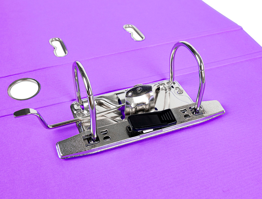 CLASSEUR LEVIER LIDERPAPEL A4 DOCUMENTA CARTON REMBORD 1,9MM DOS 52MM RADO MTALLIQUE COLORIS LILAS