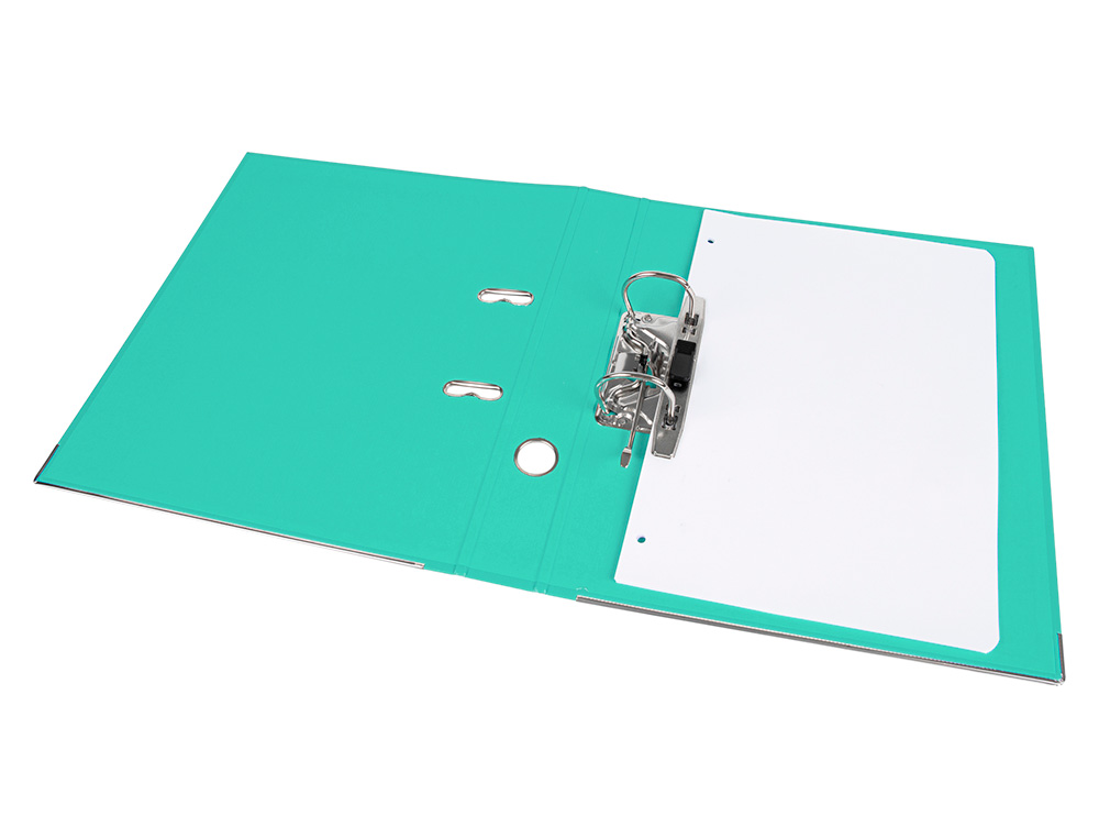 CLASSEUR LEVIER LIDERPAPEL A4 DOCUMENTA CARTON REMBORD 1,9MM DOS 52MM RADO MTALLIQUE COLORIS VERT CLAIR