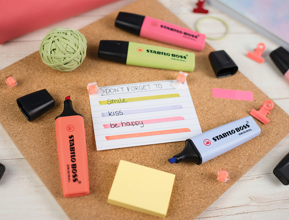 SURLIGNEUR STABILO BOSS PASTEL TRAC 2/5MM POINTE BISEAUTE ENCRE UNIVERSELLE BASE EAU RSISTANTE LUMIRE POCHETTE 6U