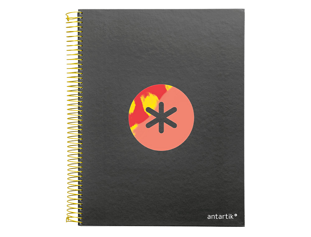 CAHIER SPIRALE ANTARTIK A4 120F 100G REMBORDE 5X5MM      MICRO-PERF 5 BANDES 4 TROUS   TRENDING 2020 NOIR