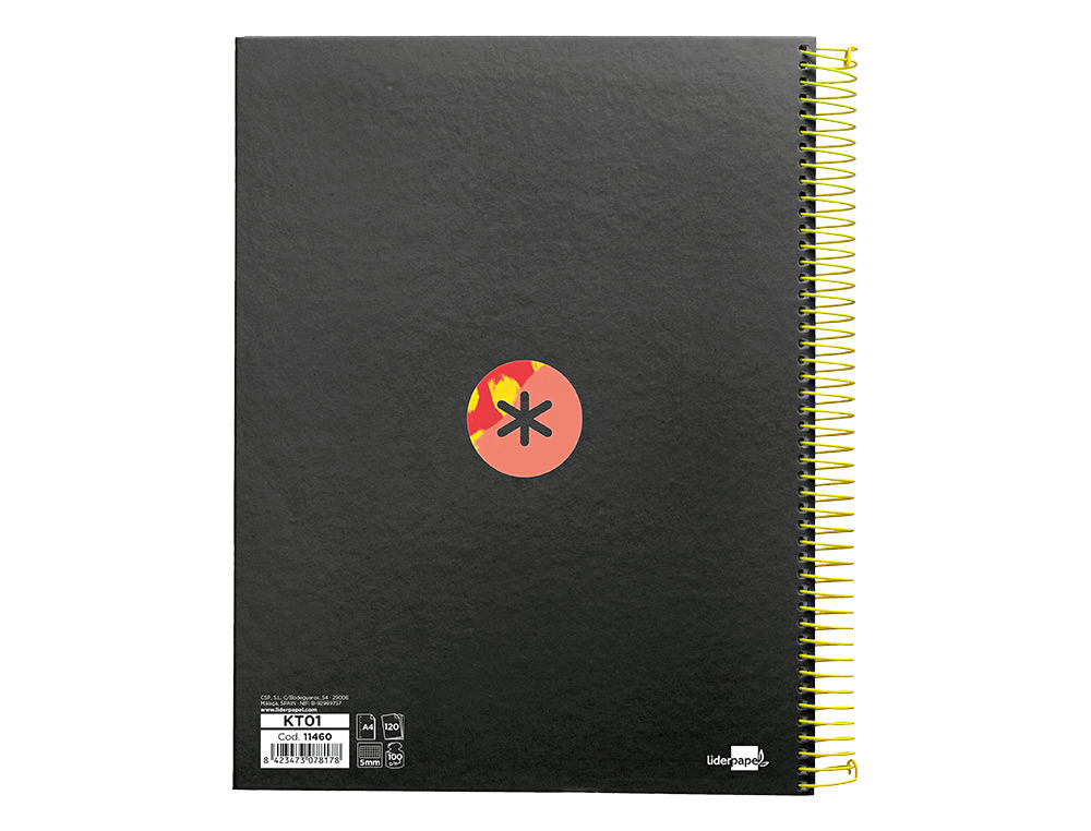 CAHIER SPIRALE ANTARTIK A4 120F 100G REMBORDE 5X5MM      MICRO-PERF 5 BANDES 4 TROUS   TRENDING 2020 NOIR