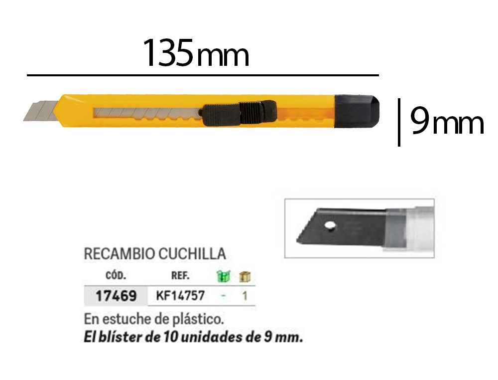 CUTTER XD-04 Q-CONNECT LAME RETRACTABLE INTERCHANGEABLE EN ACIER 9MM PREDECOUPEE FREIN DE SECURITE CURSEUR AUTOBLOQUANT