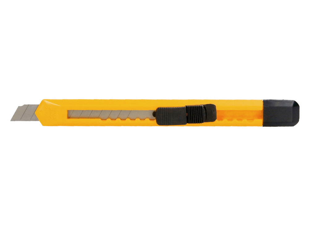 CUTTER XD-04 Q-CONNECT LAME RETRACTABLE INTERCHANGEABLE EN ACIER 9MM PREDECOUPEE FREIN DE SECURITE CURSEUR AUTOBLOQUANT