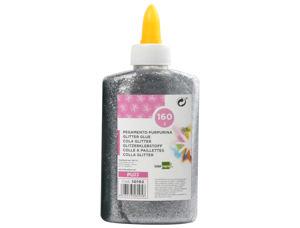 COLLE PAILLETEE LIDERPAPEL COLORIS ARGENT METALLISE -    POT DE 160G