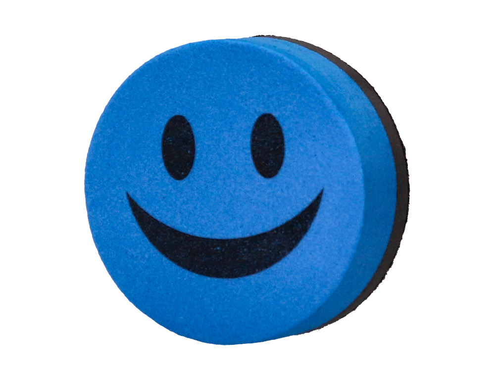 BROSSE MAGNETIQUE LIDERPAPEL ROND SOURIRE FEUTRE EFFACAGE  A SEC TOUS TABLEAUX BLANCS    COLORIS ASSORTIS