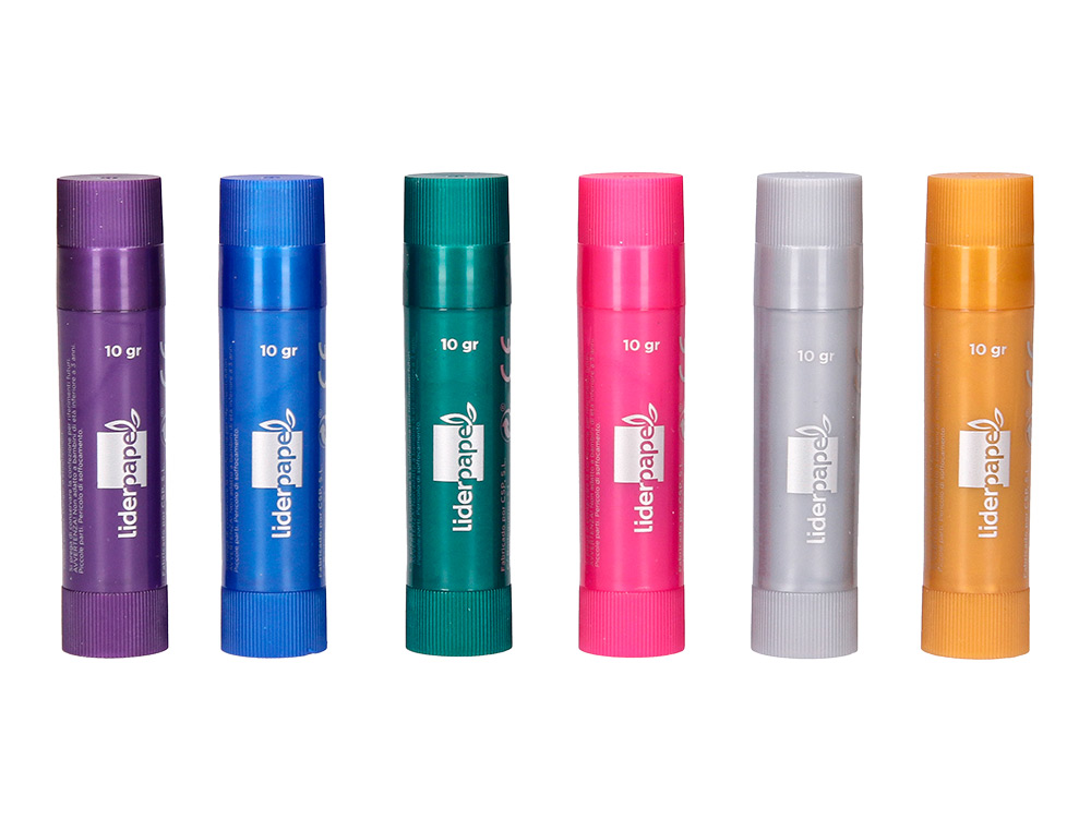 GOUACHE LIDERPAPEL SOLIDE BATON DE 10GR SANS SOLVANT SECHAGE RAPIDE COLORIS ASSORTIS BOITE DE 6 UNITES