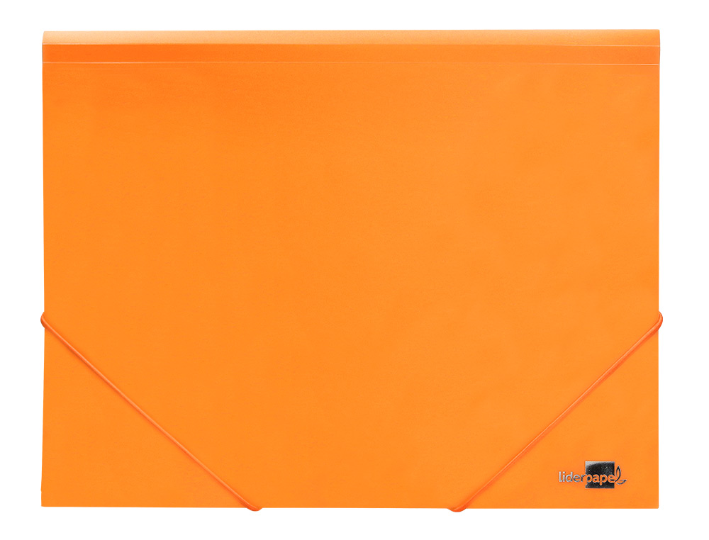 CHEMISE LIDERPAPEL POLYPROPYLENE DOS FLEXIBLE A4 210X297MM 4/10E 3 RABATS 100F ELASTIQUE ORANGE FLUO OPAQUE
