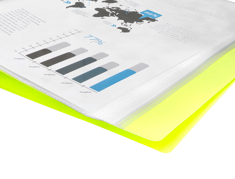 PROTEGE-DOCUMENTS LIDERPAPEL POLYPROPYLENE COUVERTURE      FLEXIBLE 10 POCHETTES FIXES   A4 210X297MM JAUNE FLUO