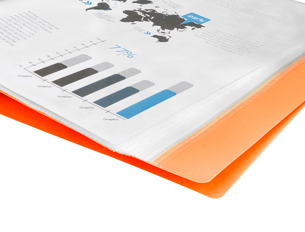 PROTEGE-DOCUMENTS LIDERPAPEL POLYPROPYLENE COUVERTURE      FLEXIBLE 10 POCHETTES FIXES   A4 210X297MM ORANGE FLUO