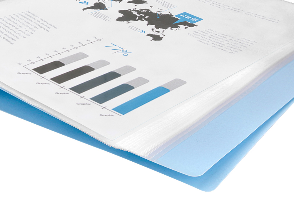 PROTEGE-DOCUMENTS LIDERPAPEL POLYPROPYLENE COUVERTURE      FLEXIBLE 10 POCHETTES FIXES   A4 210X297MM BLEU CIEL OPAQUE