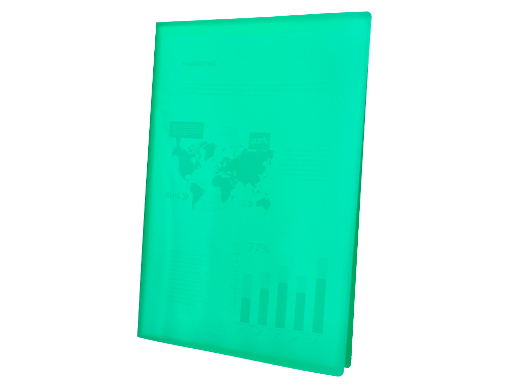 PROTEGE-DOCUMENTS LIDERPAPEL POLYPROPYLENE COUVERTURE FLEXIBLE 20 POCHETTES FIXES A4 210X297MM VERT TRANSLUCIDE