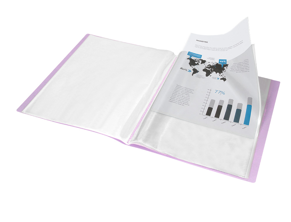 PROTEGE-DOCUMENTS LIDERPAPEL POLYPROPYLENE COUVERTURE      FLEXIBLE 20 POCHETTES FIXES   A4 210X297MM LAVANDE OPAQUE