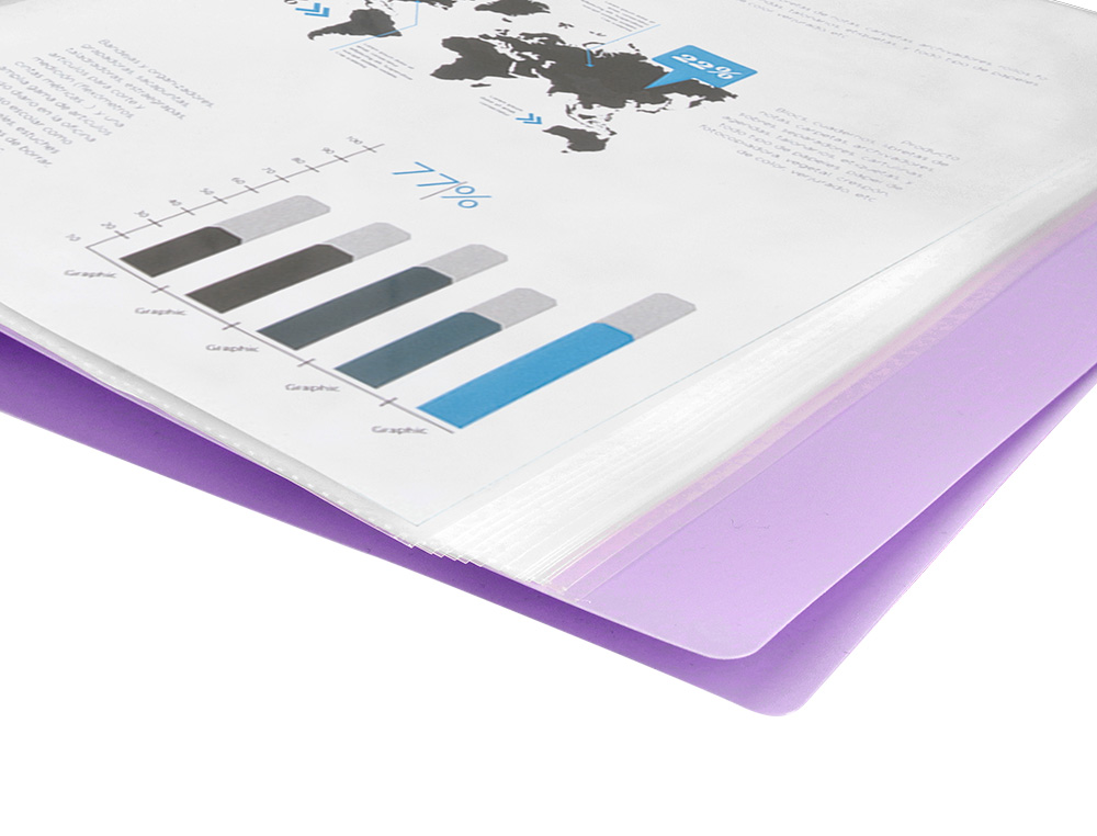 PROTEGE-DOCUMENTS LIDERPAPEL POLYPROPYLENE COUVERTURE      FLEXIBLE 20 POCHETTES FIXES   A4 210X297MM LAVANDE OPAQUE