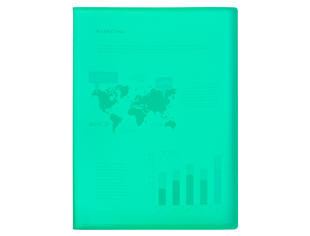 PROTEGE-DOCUMENTS LIDERPAPEL POLYPROPYLENE COUVERTURE      FLEXIBLE 40 POCHETTES FIXES   A4 220X297MM VERT TRANSLUCIDE