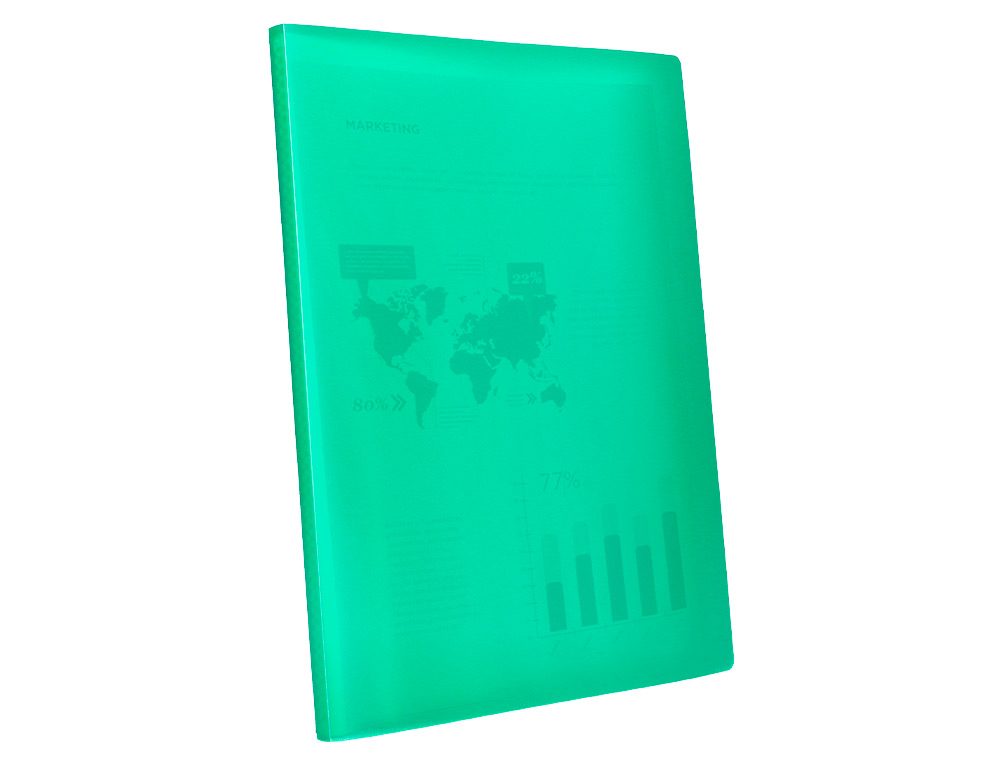 PROTEGE-DOCUMENTS LIDERPAPEL POLYPROPYLENE COUVERTURE      FLEXIBLE 40 POCHETTES FIXES   A4 220X297MM VERT TRANSLUCIDE