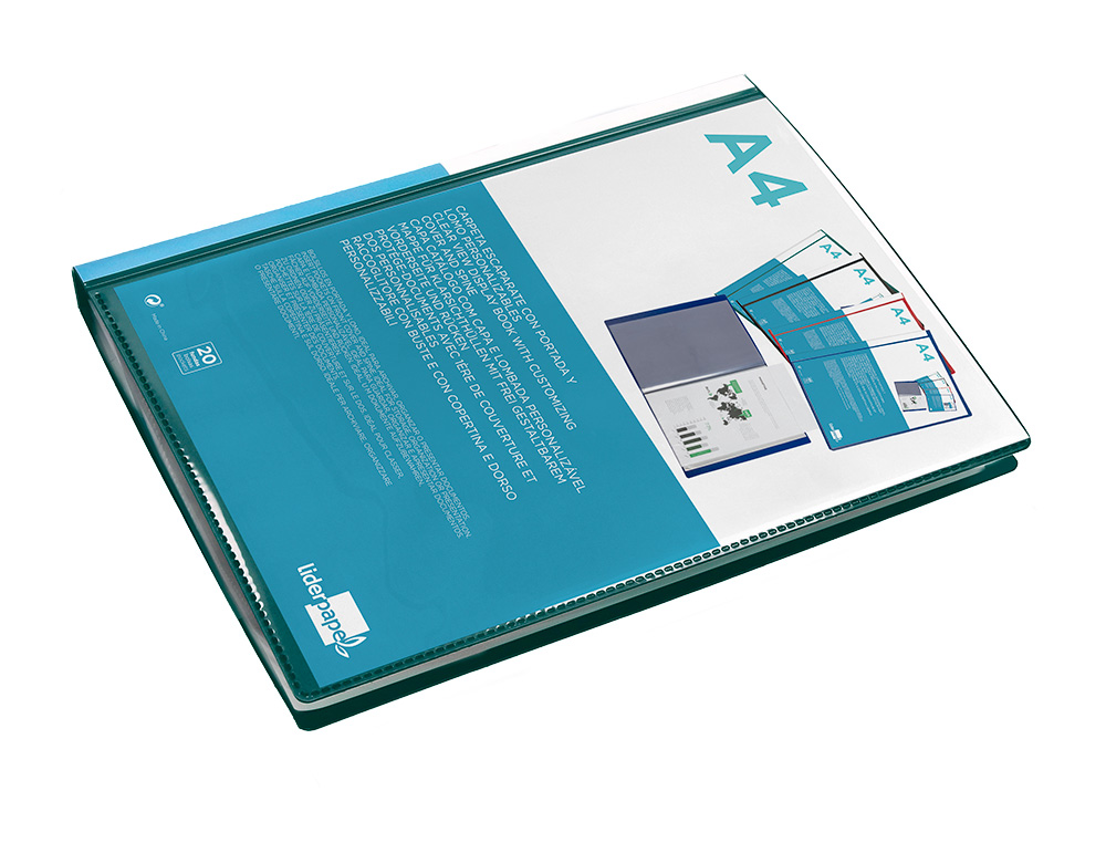 PROTEGE-DOCS LIDERPAPEL KANGOUROU PERSONNALISABLE     POLYPRO 20 POCHETTES FIXES A4 210X297MM VERT TRANSLUCIDE