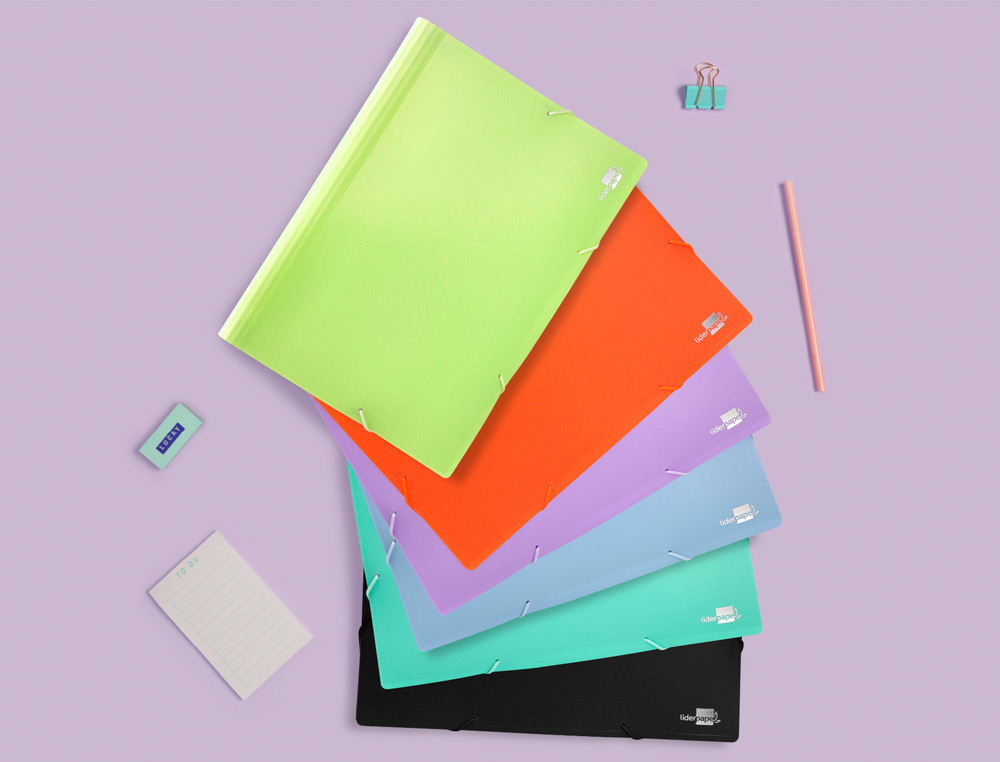 TRIEUR LIDERPAPEL POLYPRO A4 210X297MM 700 MICRONS 13 COMPARTIMENTS FERMETURE ELASTIQUE COLORIS VERT POMME OPAQUE