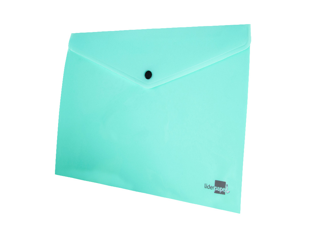POCHETTE ENVELOPPE LIDERPAPEL POLYPROPYLENE 180 MICRONS A4  97X210MM 50F FERMETURE BOUTON VERT POMME OPAQUE