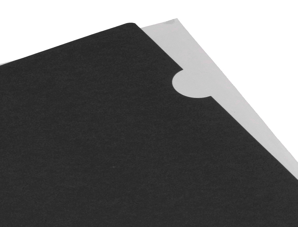 POCHETTE COIN LIDERPAPEL POLYPROPYLENE 180 MICRONS A4  210X297MM CAPACITE 20F        COLORIS NOIR OPAQUE