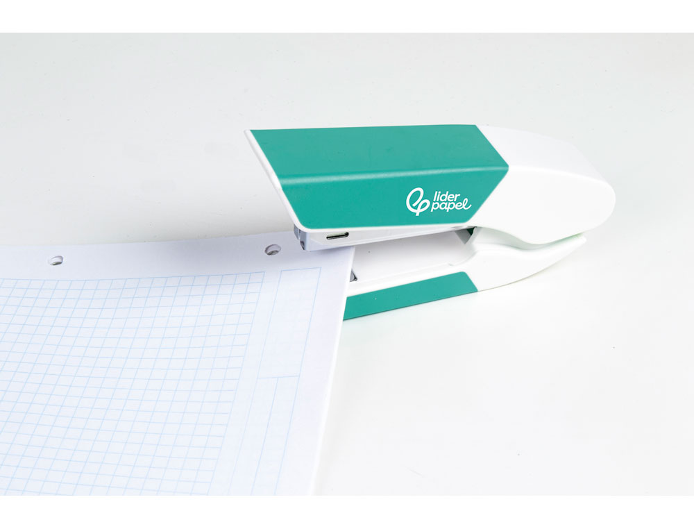 AGRAFEUSE BUREAU LIDERPAPEL 35X65X130MM 20 FEUILLES       AGRAFES 26/6 1000 AGRAFES     COLORIS TURQUOISE