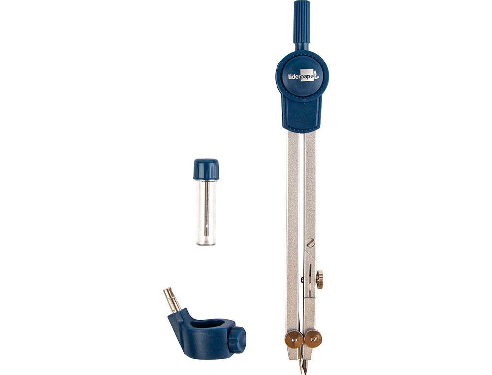 COMPAS LIDERPAPEL ARTICUL 1 BRANCHE CIRCONFRENCE 38CM LONGUEUR 12.5CM BAGUE MINE 2MM TUI PLATIQUE
