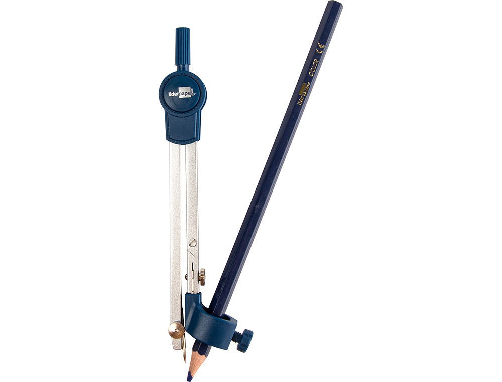 COMPAS LIDERPAPEL ARTICUL 1 BRANCHE CIRCONFRENCE 38CM LONGUEUR 12.5CM BAGUE MINE 2MM TUI PLATIQUE
