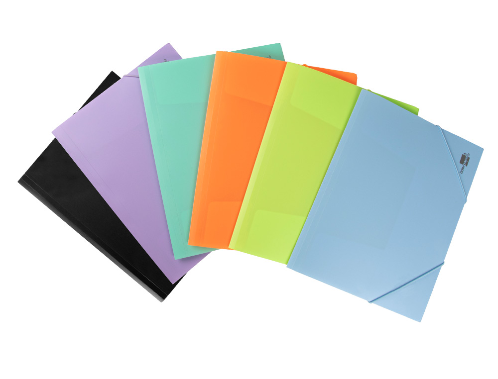CHEMISE LIDERPAPEL POLYPROPYLNE DOS FLEXIBLE A4 210X297MM 4/10E 3 RABATS LASTIQUE 100F COLORIS NOIR OPAQUE