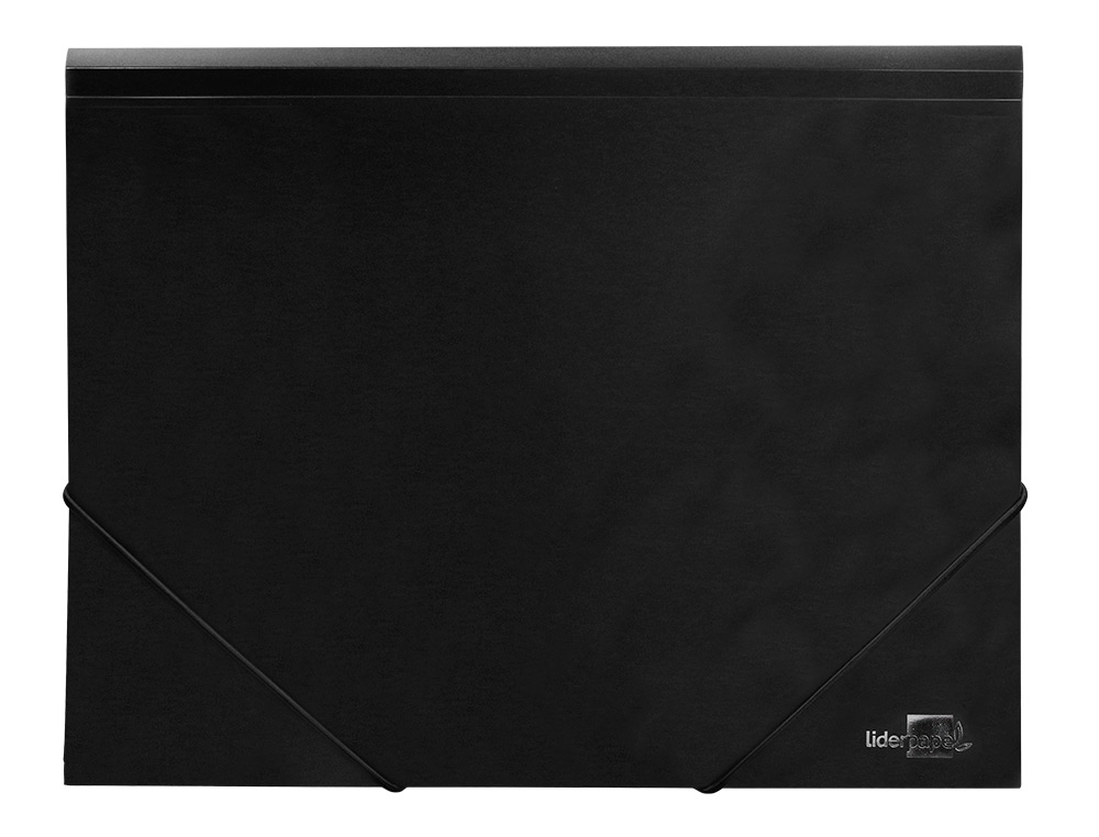CHEMISE LIDERPAPEL POLYPROPYLNE DOS FLEXIBLE A4 210X297MM 4/10E 3 RABATS LASTIQUE 100F COLORIS NOIR OPAQUE