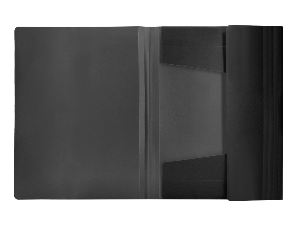 CHEMISE LIDERPAPEL POLYPROPYLNE DOS FLEXIBLE A4 210X297MM 4/10E 3 RABATS LASTIQUE 100F COLORIS NOIR OPAQUE