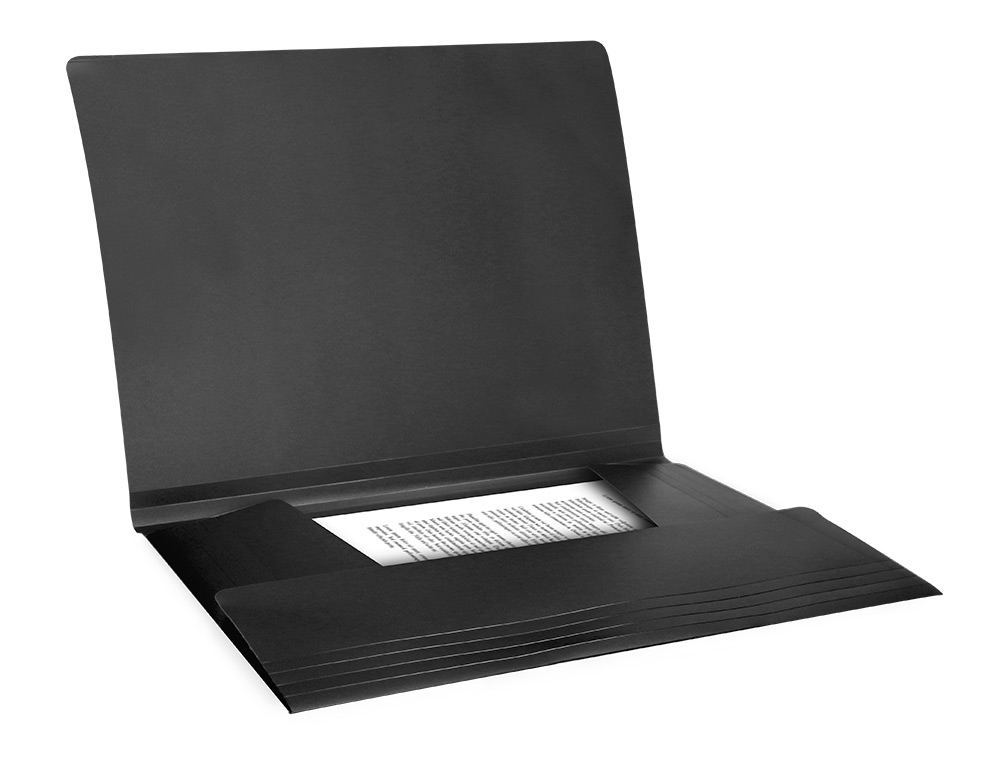 CHEMISE LIDERPAPEL POLYPROPYLNE DOS FLEXIBLE A4 210X297MM 4/10E 3 RABATS LASTIQUE 100F COLORIS NOIR OPAQUE