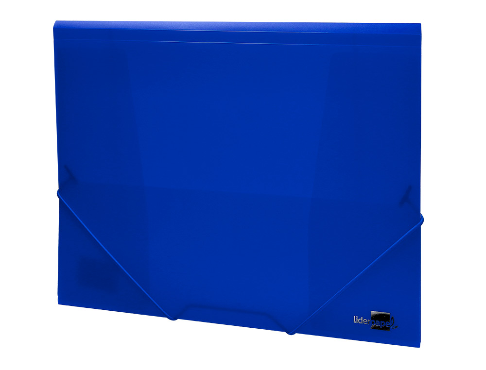 CHEMISE LIDERPAPEL POLYPROPYLNE DOS FLEXIBLE A4 210X297MM 4/10E 3 RABATS LASTIQUE 100F COLORIS BLEU TRANSLUCIDE