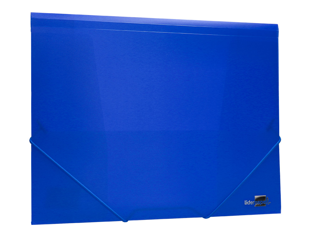 CHEMISE LIDERPAPEL POLYPROPYLNE DOS FLEXIBLE A4 210X297MM 4/10E 3 RABATS LASTIQUE 100F COLORIS BLEU TRANSLUCIDE