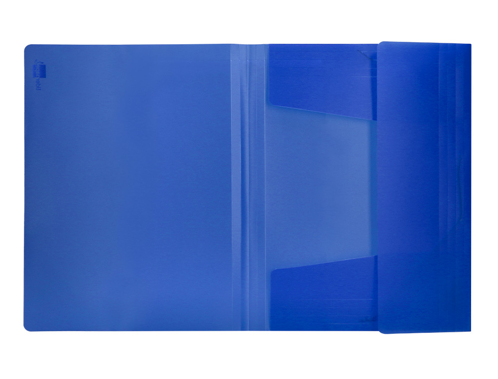 CHEMISE LIDERPAPEL POLYPROPYLNE DOS FLEXIBLE A4 210X297MM 4/10E 3 RABATS LASTIQUE 100F COLORIS BLEU TRANSLUCIDE