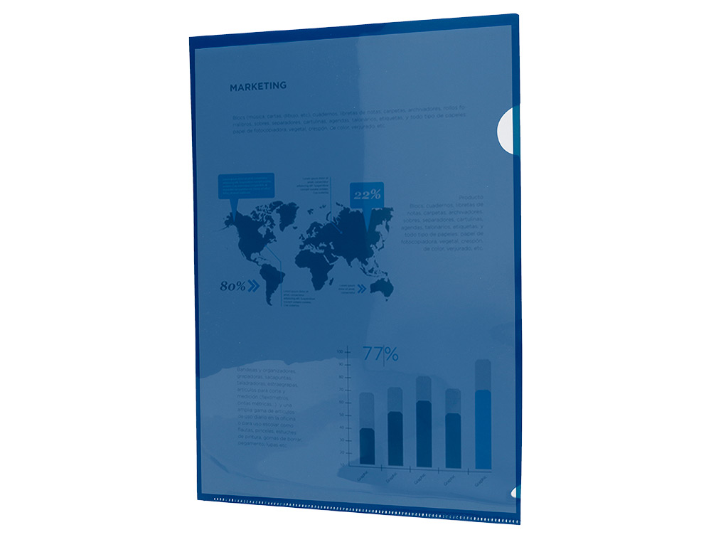 POCHETTE COIN LIDERPAPEL POLYPROPYLNE 180 MICRONS A4 210X297MM CAPACIT 20F COLORIS BLEU TRANSPARENT
