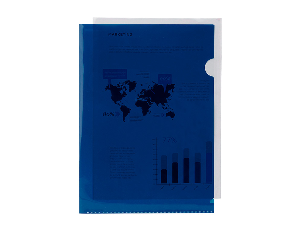 POCHETTE COIN LIDERPAPEL POLYPROPYLNE 180 MICRONS A4 210X297MM CAPACIT 20F COLORIS BLEU TRANSPARENT