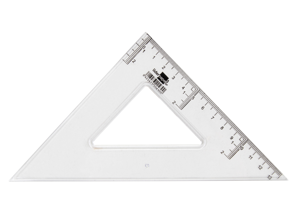 QUERRE LIDERPAPEL 45 DEGRS BISEAUTE DIMENSION HYPOTNUSE 20CM GRADUE CHELLE MILLIMTRES TRANSPARENTE CONOMIQUE