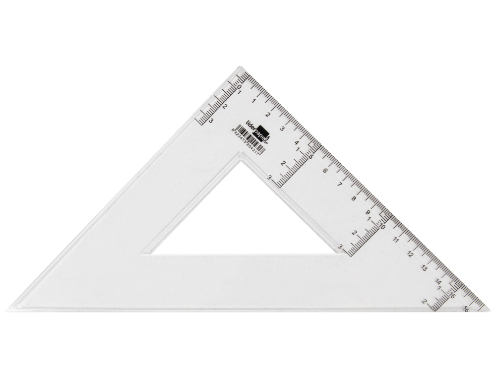 QUERRE LIDERPAPEL 45 DEGRS BISEAUTE DIMENSION HYPOTNUSE 25CM GRADUE CHELLE MILLIMTRES TRANSPARENTE CONOMIQUE